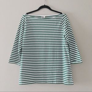 COS 3/4 Sleeve Green and White Striped Tee